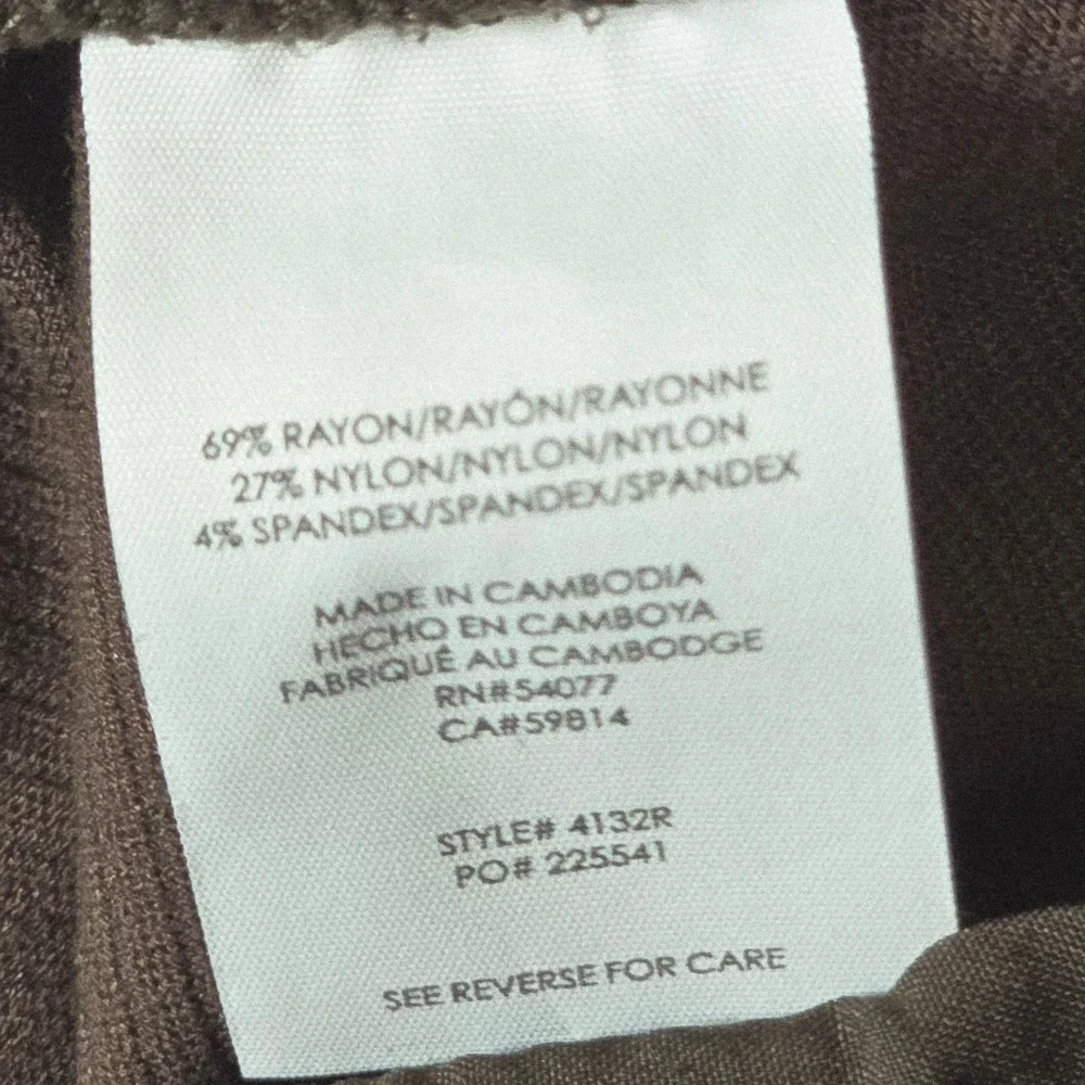 Cabi Brown Wide Leg Pintuck Trousers Side Zip Stretch‎ Career Pants Size 10